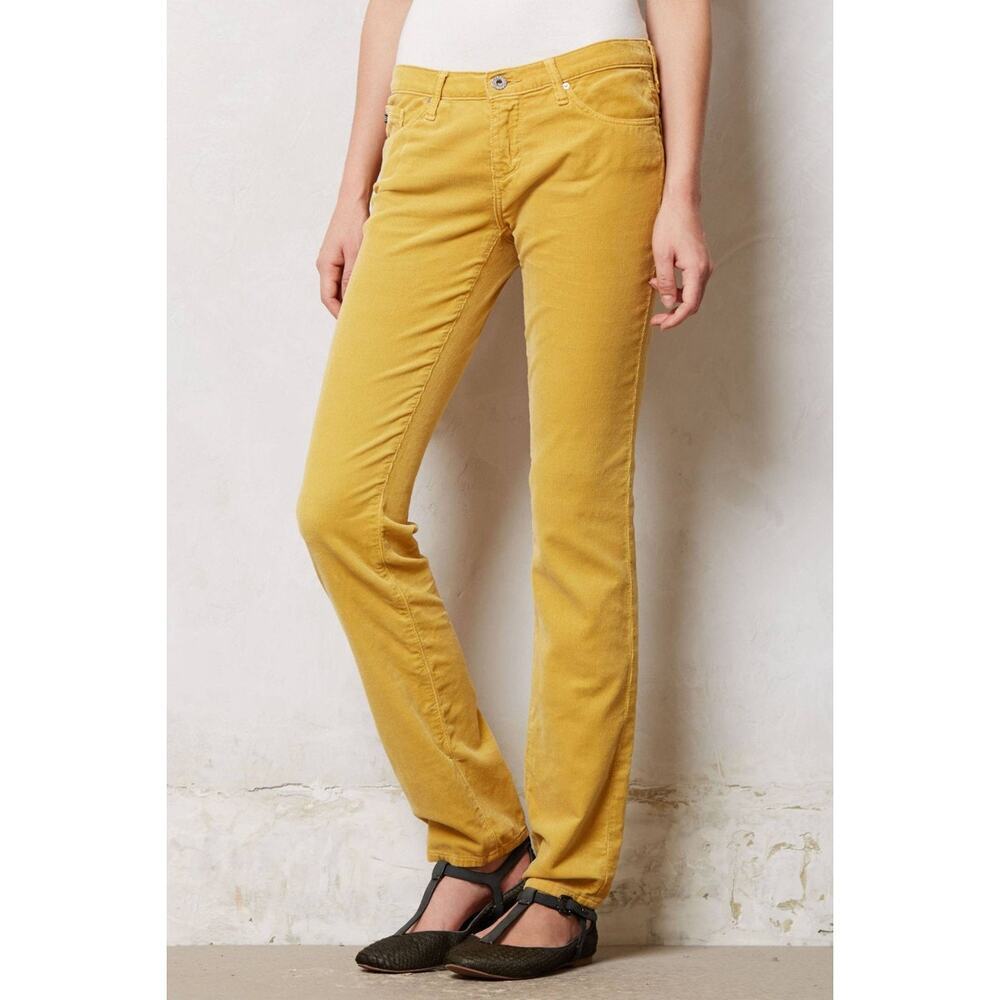 The Stevie ankle slim straight AG jeans sunflower yellow corduroy size 24 R EUC
